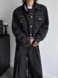 AIDASE  -  Loose Fit American Retro Design Denim Jacket with Pockets for Men Thickened Shoulder Line Spring Autumn Casual Outerwear aidase-shop
