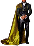 AIDASE  -  4 Pieces Men's Formal Suits Slim Blazer Jacket Pant with Satin Cape Royal Blue Tuxedo Set for Party,Prom,Banquet aidase-shop