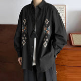 AIDASE  -  Men Shirt Printing Lapel Long Sleeve Button Loose Casual Men Clothing Streetwear Korean Style Fashion Tops Male Shirts aidase-shop