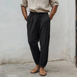 AIDASE  -  Daily Casual Mens Loose Breathable Pants Spring Summer Vintage Drawstring Lace-up Straight Trousers For Men Leisure Pants 5XL aidase-shop