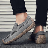 AIDASE  -  Square-toe Loafers Non-slip Outdoor Moccasins Driving Shoes Daily Commute Men Casual Shoes Suede Leather Men Wedding Shoes aidase-shop