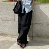 AIDASE  -  Handsome  Men's Wide Leg Pants Summer Straight Korean Solid Color Pleated Design Floor Length Trousers Men Clothing 9W3122