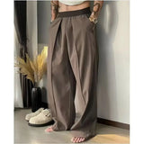 AIDASE  -  Loose Wide Leg Pants for Men Casual Fashion Urban Style Polyester Fabric Four Seasons Suitable Pure Color Micro Stretch aidase-shop