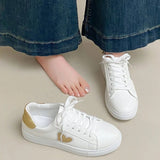AIDASE  -  Women's Chic Heart White Sneakers Low Top Casual Sport Shoes Lightweight Trendy Footwear aidase-shop
