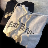 AIDASE  -  Autumn American Goth Letter Printed Pullover Hoodies Man Hip Hop Cotton Fleece Hooded Sweatshirts Pocket Y2K Streetwear Hoody aidase-shop