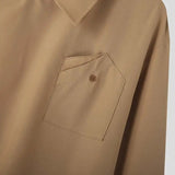 Aidase Irregular Design Buckle Lapel shirt For Men Vintage French Style Long Sleeve Loose Top Spring Autumn Fashion Show Chic Shirts