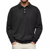 AIDASE  -  Men's Long Sleeve Polo Shirts Solid Color Turn Down Collar Business Casual Polos Men Spring Autumn Fashion Pulover Tees Tops aidase-shop