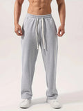 AIDASE  -  Men Soft Knit Straight Sweatpants Elastic Drawstring High Waist Loose Casual Daily Lounge Trousers With Pockets aidase-shop