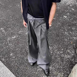 AIDASE  -  Korean Style Men's Suit Pants Pleated Design Ribbon Striped Contrast Color Embroidery Loose Male Trousers Niche 24K5889