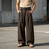 AIDASE  -  Men Sweatpants Korean Fashion Sportswear Mens Wide Leg Old Baggy Pants Casual Zipper Fly Pants Elastic Waist Roupas Masculinas