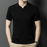 Aidase Men's Short-Sleeved Shirt, Slim Fit Summer Business Gentleman,Men's Polo Shirt  2024, High-End Knitwear Mulberry Silk aidase-shop