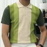 Aidase Summer Men's Clothing Luxury Knit Short Sleeve Polo Shirt Retro Button-down Patchwork Popular Fashion Business Leisure Knitwear