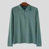 WIAOFELLAS  -  Men Shirt Solid Color Lapel Long Sleeve Zipper Casual Men Clothing Streetwear 2025 Knitted Fashion Unisex Shirts S-3XL aidase-shop