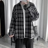 AIDASE  -  Casual Loose Plaid Long Sleeve Shirt Unisex Spring Autumn Fashion Outerwear Classic Grid Pattern Male Female Style Clothing aidase-shop