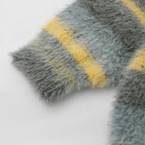 Aidase Autumn and Winter Striped Plush Thickened Men's Cardigan V-neck Fashionable Casual Loose Sweater Couple Streetwear Loose Knit aidase-shop