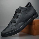 AIDASE  -  Men's Leather Casual Shoes Breathable Trend Pu Leather Men Wear-Resistant Designer Sneakers British Wild Simple Flats BD20245 aidase-shop