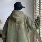 Men's Streetwear Vintage Embroidered Suede Hooded Sweatshirt High Quality Hoodie Fashion Hip hop Unisex Pullover Y2k Clothe