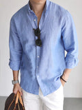 AIDASE  -  Casual Linen Cotton Cargo Shirt Men's Breathable Slim Fit Lapel Long Sleeve Top Spring Summer Retro Commute Linen Cardigan Light aidase-shop