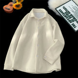 Aidase Spring New Men's Shirts Long Sleeve Solid Color Casual Shirt 2025 Plus Size Harajuku Blouse Fashion Unisex Clothes