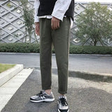 AIDASE  -  Men's Trendy Brand Hong Kong Style Straight Pants Trendy and Versatile Loose Casual Summer Thin Style Nine-point Wide Legs aidase-shop