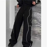 AIDASE  -  American Style Casual Pants Men's Women's Spring Summer Cool Feeling Loose Drawstring Long Trousers Straight Leg Design aidase-shop