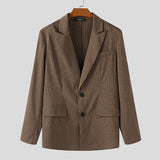 AIDASE  -  Men Striped Blazer Lapel Long Sleeve Button Casual Male Suit Streetwear Elegant Fashion Thin Coats Men Blazer S-5XL aidase-shop