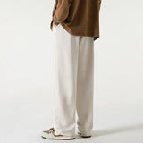 AIDASE  -  Spring and Autumn Men's Solid High Waist Elastic Loose Classic Wide Leg Pants Fashion Casual Commuter All-match Trousers aidase-shop