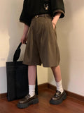 AIDASE  -  Summer Japanese Retro Simple Solid Color Casual Trousers Men Women Loose Wide-leg Shorts Fashionable and Trendy Five-point Pants aidase-shop