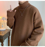 AIDASE  -  Men's High Ne Knitted Sweater Pure Color Loose Fit Winter Warm Trendy Hong Kong Sle Underwear Casual Long Sve Top aidase-shop
