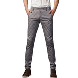 AIDASE  -  Open for Men Mens Suit Pants Mens Stretch Skinny Flat Front Casual Slim Fit Business Dress Lattice Pants aidase-shop