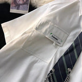 AIDASE  -  Academy Style JK Uniform White Shirt Short Sleeved Top Summer Casual Hong Kong Style Japanese Couple Graduation Class Shirt aidase-shop