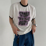 AIDASE  -  Summer New Men Tide Ins Chic  Korean Tops High Street Casual Print Cotton Small Neckline O-Neck Short Sleeve T-shirt aidase-shop