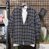 AIDASE  -  Casual Loose Plaid Long Sleeve Shirt Unisex Spring Autumn Fashion Outerwear Classic Grid Pattern Male Female Style Clothing aidase-shop