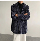 AIDASE  -  Spring Autumn New Men's Tide Korean Style Velvet Long Sleeve Blazer Niche Chic Casual Padded Shoulder Suit-Coats Ins W10344 aidase-shop