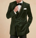 AIDASE  -  Modern Velvet Men Suits 2 Piece Coat Pants Groom Frog Button Suit Business Blazer Pants Wedding Prom Party Jacket Customized aidase-shop