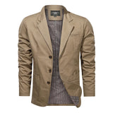 Aidase Spring and Autumn New Men Retro Solid Color Suit Business Wide Loose Three-breasted Suit Multi-pocket Casual Regular Jacket Coat aidase-shop