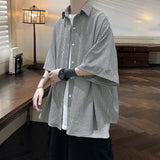 =Aidase Shirt man fashion Streetwear Casual Plaid Shirt Men'S Half Sleeve High Quality Loose Spring Summer Fashion Chemise Homme aidase-shop
