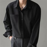 Aidase Men's Luxury Clothing Leisure Turn Down Collar Texture Shirts Vintage Button-down Solid Color Long Sleeve Popular Clothes M-3XL