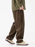 AIDASE  -  Thiened Heavyweight Corduroy Men's Casual Pants Loose Drapey Straight Leg Trousers Japanese Sle High Waist Zipper Closure aidase-shop