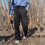 AIDASE  -  New Men Clothing Mid-Rise Mens Pants Button Loose Straight Leg Wrinkle-Free Business Casual Trousers Dress Pants aidase-shop