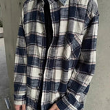 AIDASE  -  Loose Fit Long Sve irt for Men Autumn Winter plus Size 250 Pou American Sle Retro Casual Outerwear Plaid Pattern aidase-shop