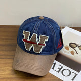 AIDASE  -  Alphabet patch color blocked unisex spring and autumn duckbill cap, outdoor versatile breathable soft top baseball cap