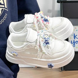 AIDASE  -  Women Spring Summer Mesh White Sneakers Women Platform Casual Shoes Breathable Fashion Ins Trend Skate Shoes Thick Sole aidase-shop