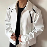 AIDASE  -  Autumn New Men's Jacket Contrast Color Patchwork Padded Shoulder Design Lapel Casual Stylish Korean Version Coats 21E7597 aidase-shop
