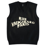 Aidase Alphabet Solid Pattern Men's V-Neck Sweater Daily Versatile Sleeveless Knit Sweater Fashion Simple Jacquard Design Sweater Vest aidase-shop