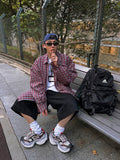 AIDASE  -  Spring Autumn Flowy Soft Oversized Colorful Plaid Shirts for Men Long Sleeve Loose Casual Korean Fashion Clothes