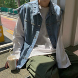 Aidase Spring New Arrival Denim Vests Men Loose Casual Sleeveless Jacket Boys Cotton Oversized Blue Jacket Vest Male Coat Streetwear aidase-shop