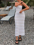 AIDASE  -  Women's Striped Stitching Bodycon One Piece Vocation Dress Sexy Tube Tops Sleeveless Beach Cover Dress Summer Long Dress aidase-shop