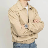 AIDASE  -  Classic Khaki Spring Autumn New Arrival Thin Zipper Workwear Jacket Washed Collar Zipper Leisure Polyester Fabric Coat for Men aidase-shop