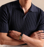 AIDASE  -  Italy Polo Jacquard V-neck Knitted Polo Shirt For Men's Cotton Blend Casual Summer Men Polo Shirt Short Sleeve Mannen Polo aidase-shop